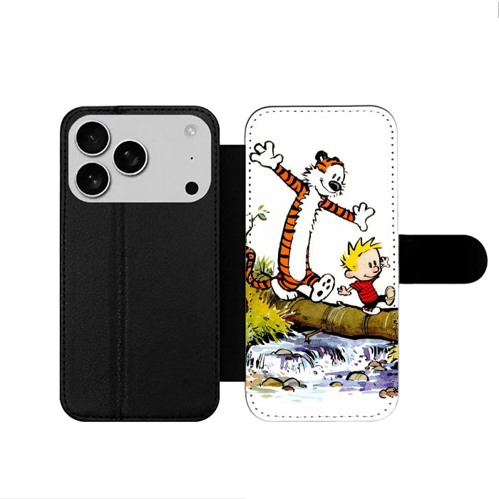 Calvin And Hobbes Run iPhone 17 Wallet Case