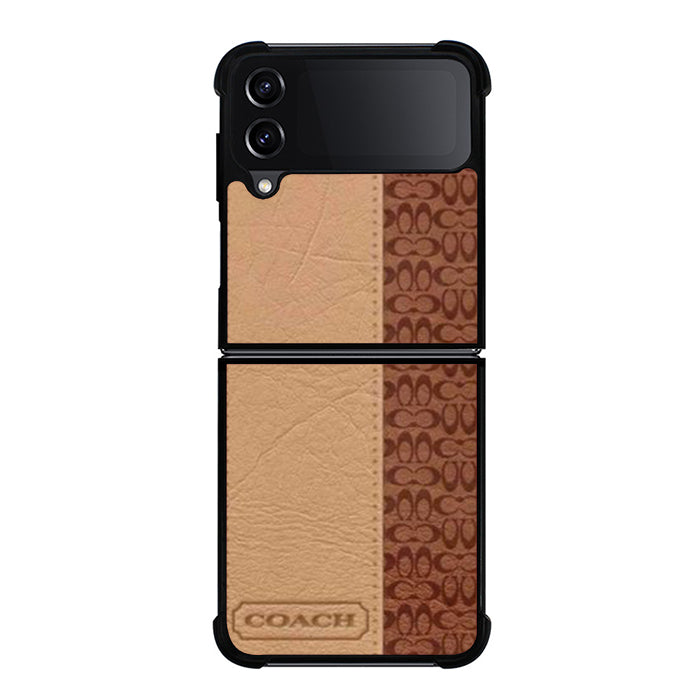 Coach Brown Leatherlogo Samsung Z Flip 4 Case