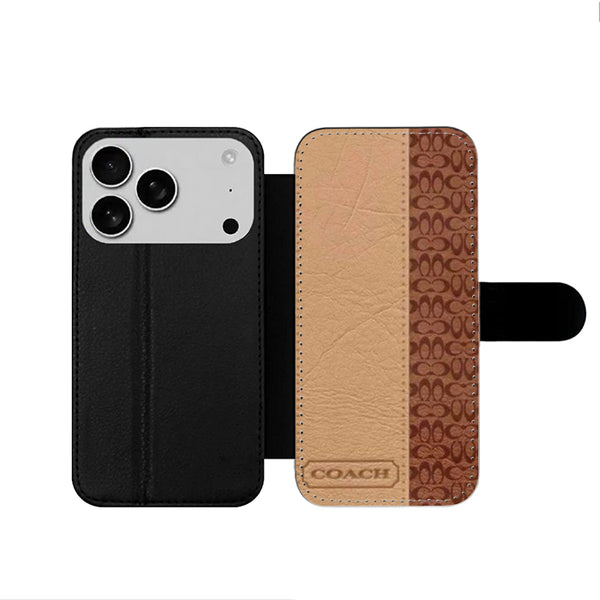 Coach Brown Leatherlogo iPhone 17 Wallet Case