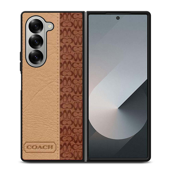 Coach Brown Leatherlogo Samsung Z Fold Case