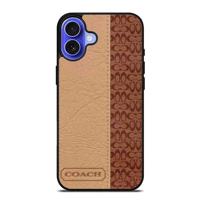 Coach Brown Leatherlogo iPhone 16 Case
