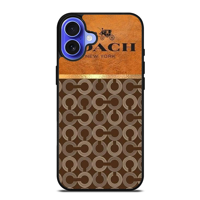 Coach New York Logo Leather iPhone 17 Case