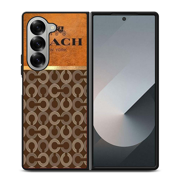 Coach New York Logo Leather Samsung Z Fold Case