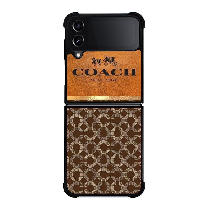 Coach New York Logo Leather Samsung Z Flip Case
