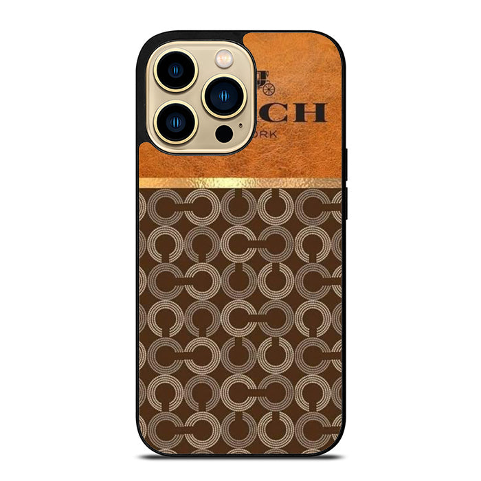 Coach New York Logo Leather iPhone 15 Case