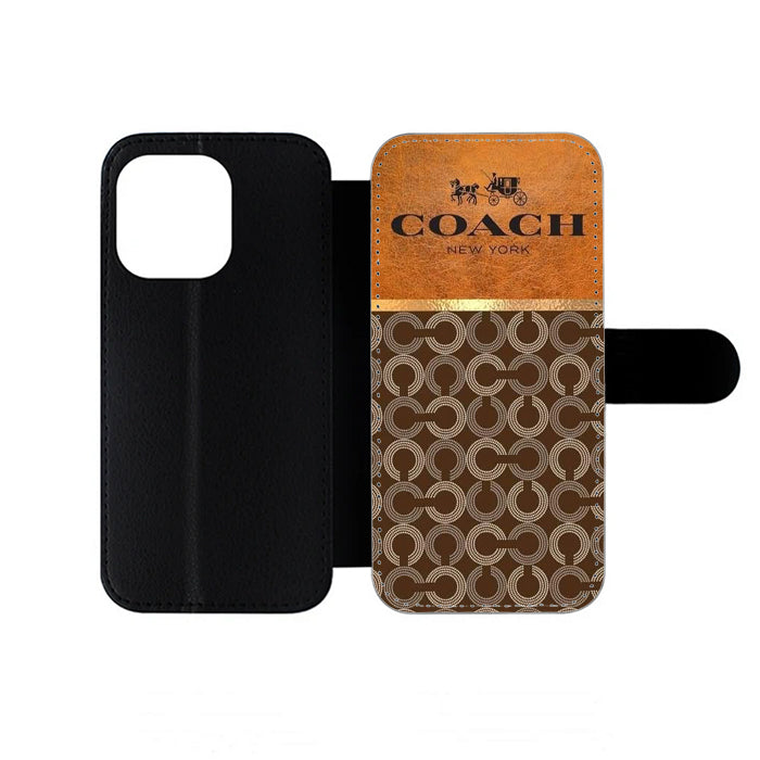 Coach New York Logo Leather iPhone Wallet Case