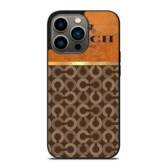 Coach New York Logo Leather iPhone 13 Case