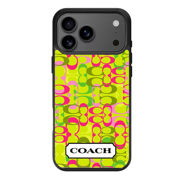 Coach Pattern Green iPhone 17 Case