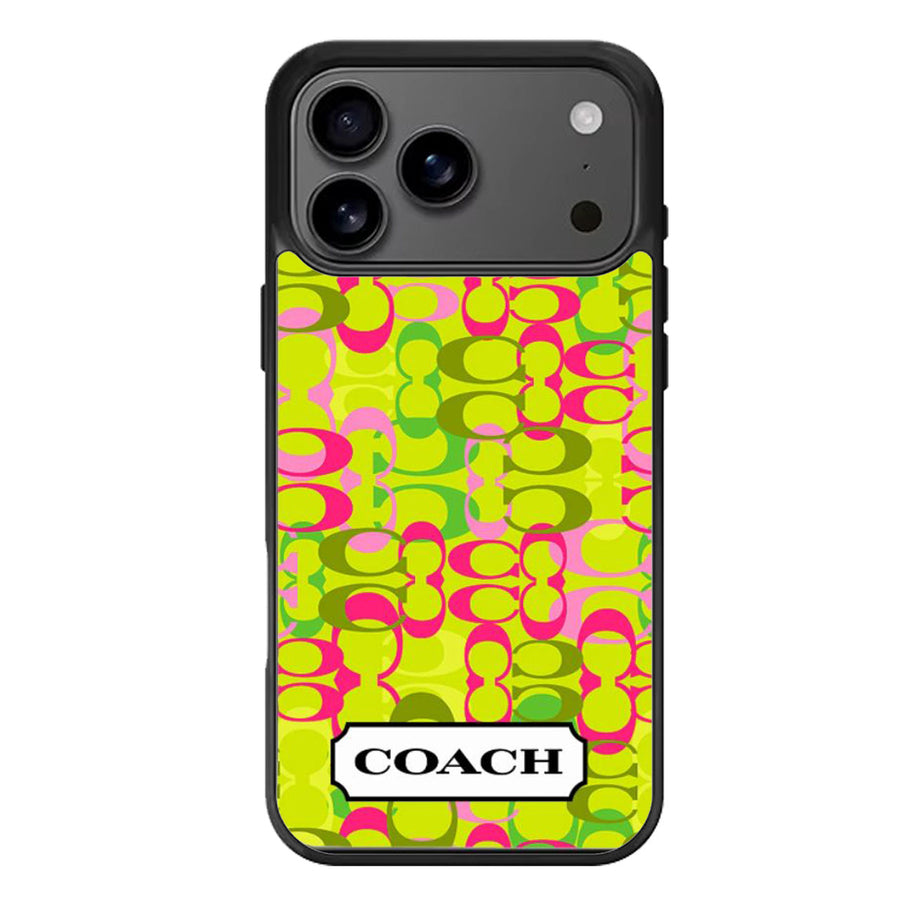 Coach Pattern Green iPhone 17 Case