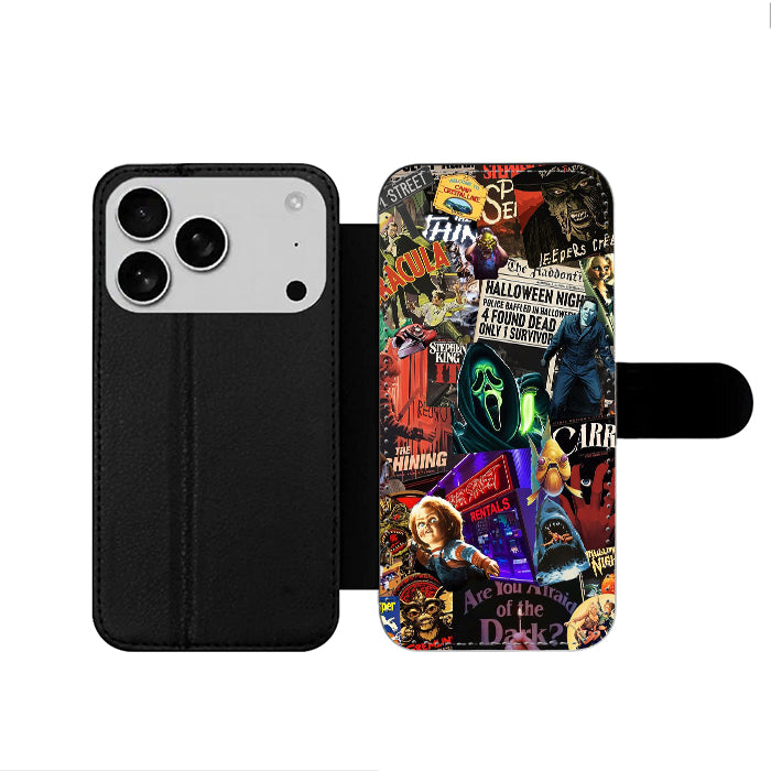 Horror Movie Collage iPhone 17 Wallet Case