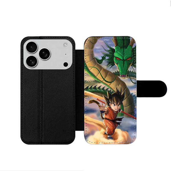 Kid Goku And Shenron iPhone 17 Wallet Case