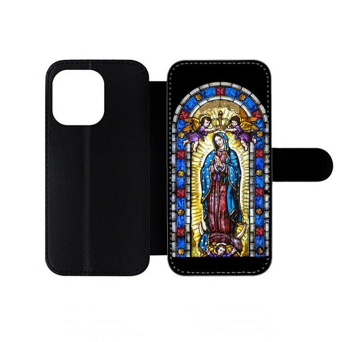 Lady Virgin Guadalupe Stained Glass iPhone Wallet Case