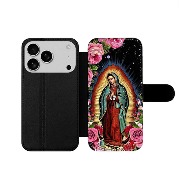 Lady Guadalupe Flower iPhone 17 Wallet Case