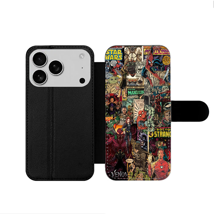 Marvel Superheroes Comic iPhone 17 Wallet Case