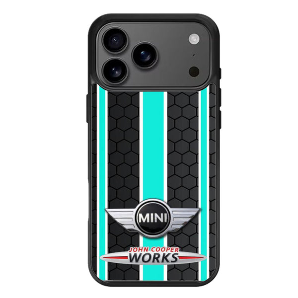 Mini Cooper Mint Black Stripe iPhone 17 Case