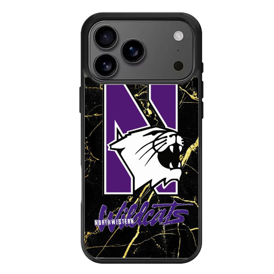 Northwestern Wildcats Black Marble iPhone 17 Case