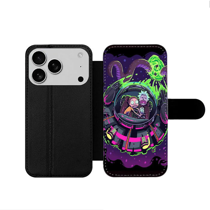 Rick And Morty Ufo iPhone 17 Wallet Case
