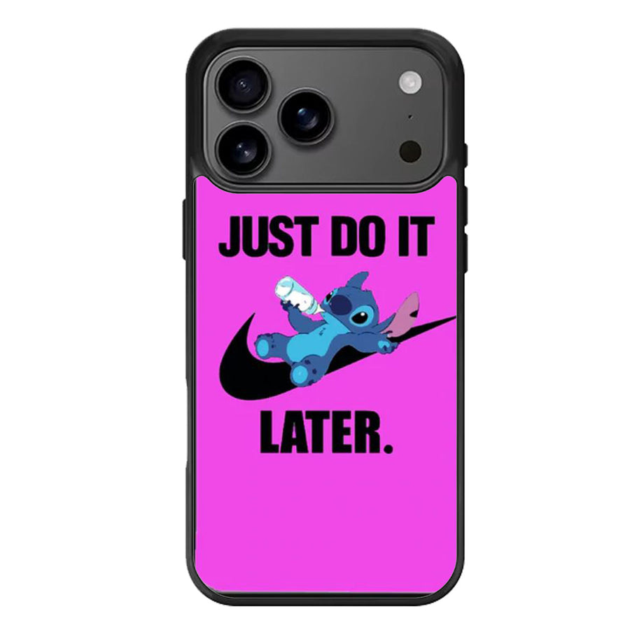Stitch Just Do It Later Pink iPhone 17 Case