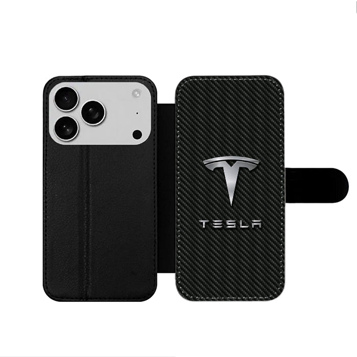 Tesla Carbon Logo iPhone 17 Wallet Case