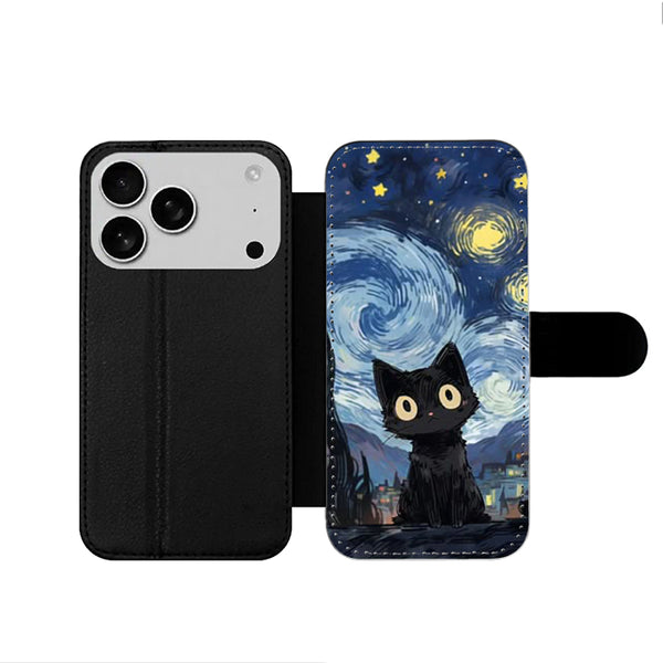 Van Googh Cat Meme iPhone 17 Wallet Case
