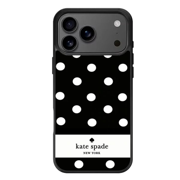 Kate Spade Black Polkadot Strie iPhone 17 Case