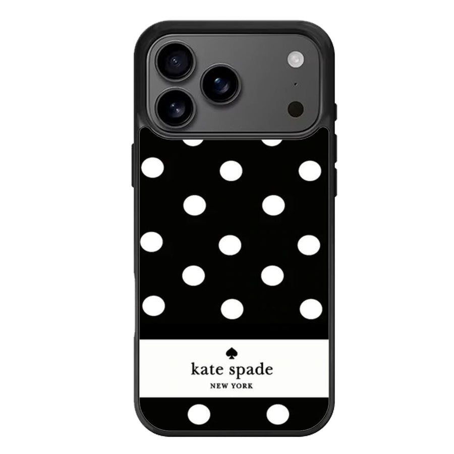 Kate Spade Black Polkadot Strie iPhone 17 Case