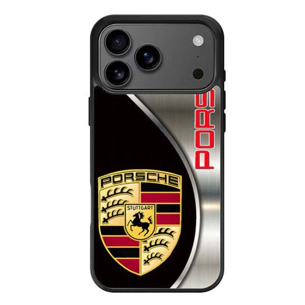 Porsche Metallic Silver Logo iPhone 17 Case