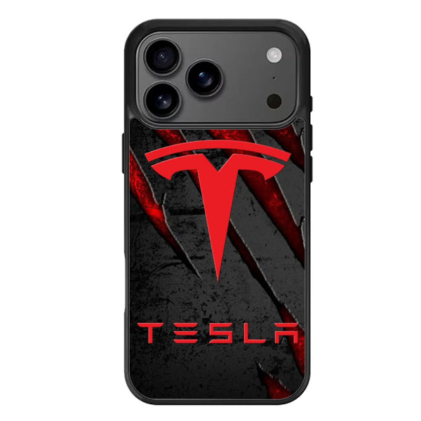 Tesla Logo Metal iPhone 17 Case